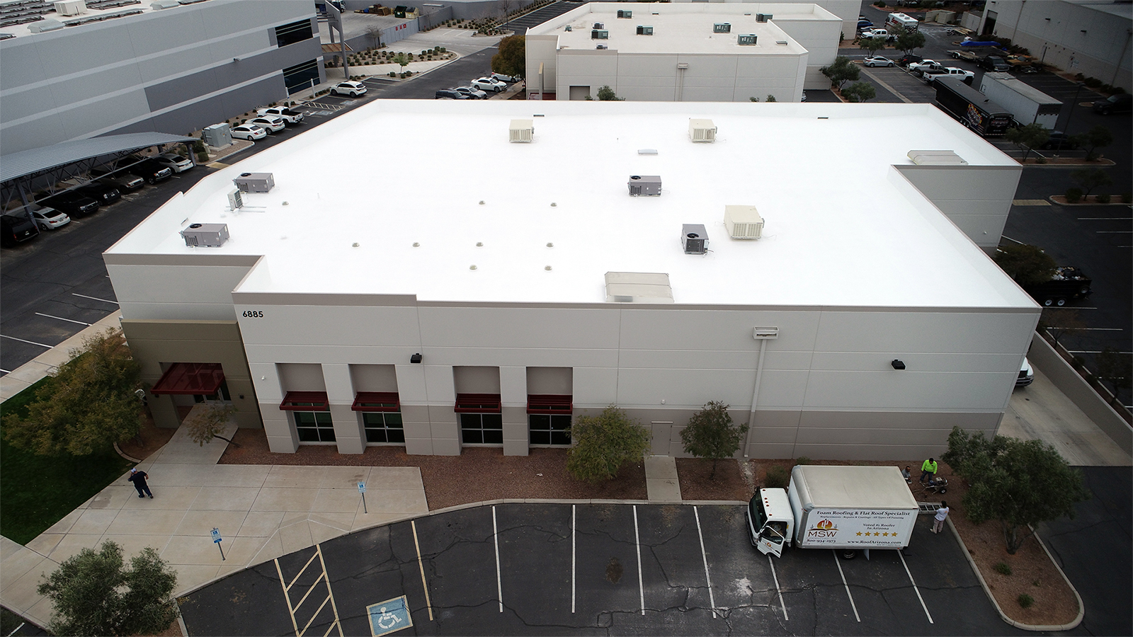 Commercial foam roofing project in Arizona