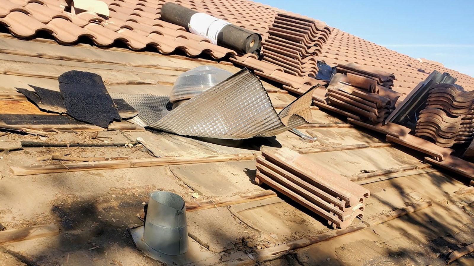 Roof leak repair project in Chandler